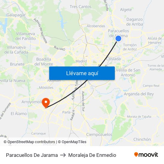 Paracuellos De Jarama to Moraleja De Enmedio map