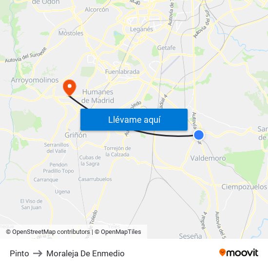 Pinto to Moraleja De Enmedio map