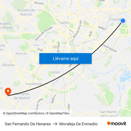 San Fernando De Henares to Moraleja De Enmedio map