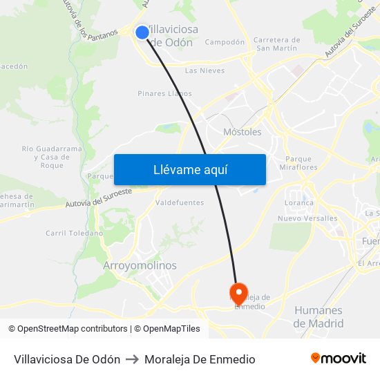 Villaviciosa De Odón to Moraleja De Enmedio map
