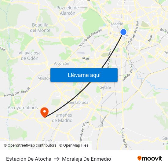 Estación De Atocha to Moraleja De Enmedio map