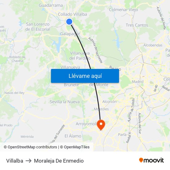 Villalba to Moraleja De Enmedio map