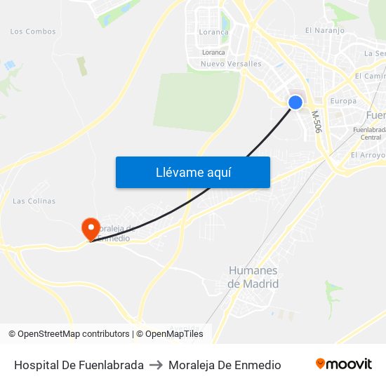 Hospital De Fuenlabrada to Moraleja De Enmedio map