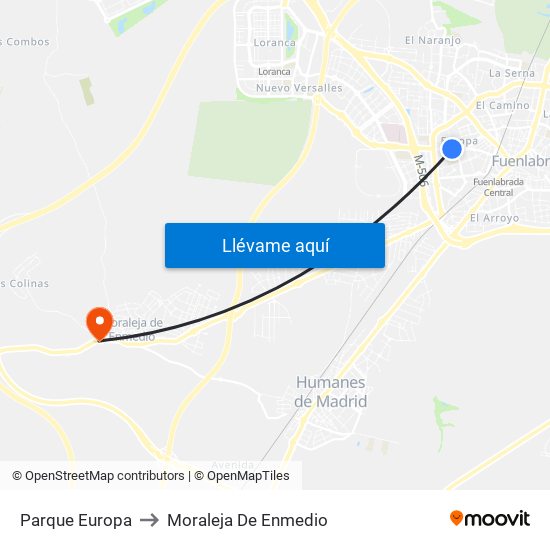 Parque Europa to Moraleja De Enmedio map