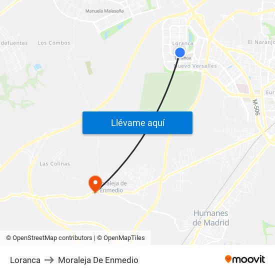 Loranca to Moraleja De Enmedio map