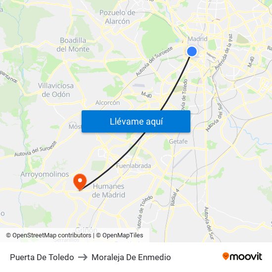 Puerta De Toledo to Moraleja De Enmedio map