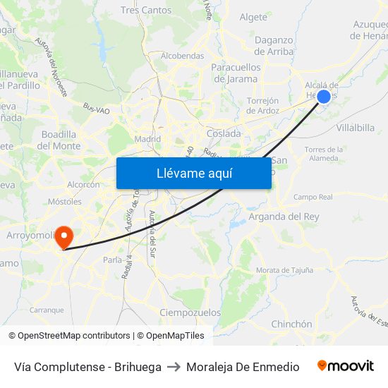 Vía Complutense - Brihuega to Moraleja De Enmedio map
