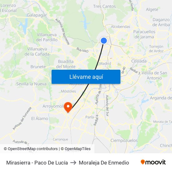 Mirasierra - Paco De Lucía to Moraleja De Enmedio map