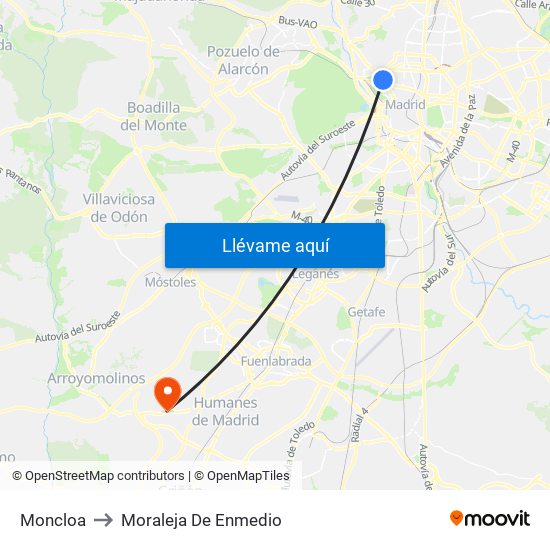 Moncloa to Moraleja De Enmedio map