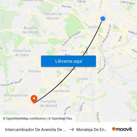 Intercambiador De Avenida De América to Moraleja De Enmedio map