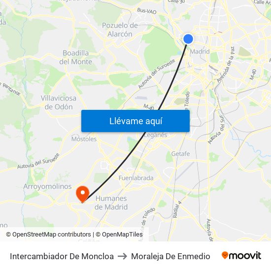 Intercambiador De Moncloa to Moraleja De Enmedio map