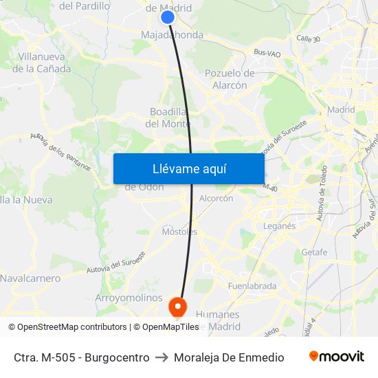 Ctra. M-505 - Burgocentro to Moraleja De Enmedio map