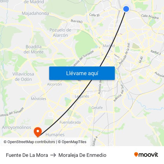 Fuente De La Mora to Moraleja De Enmedio map