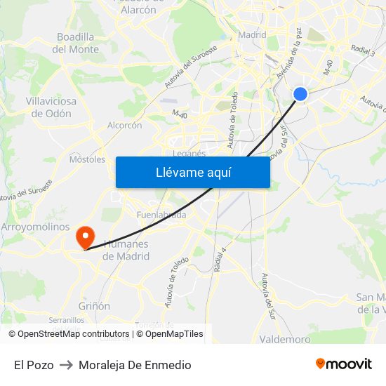 El Pozo to Moraleja De Enmedio map
