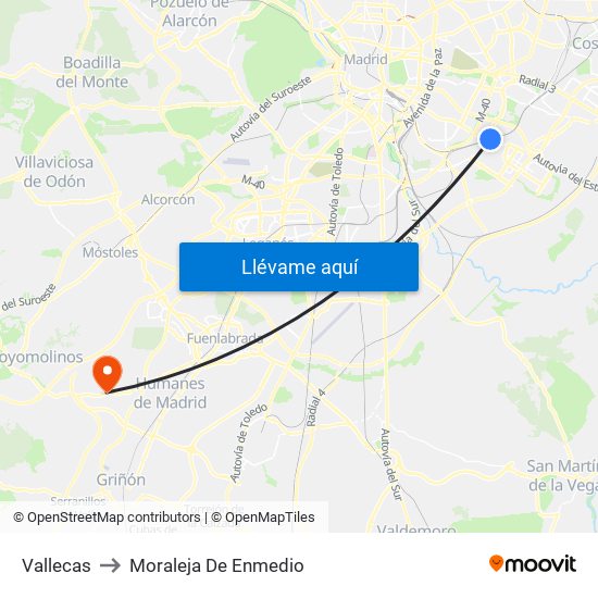 Vallecas to Moraleja De Enmedio map