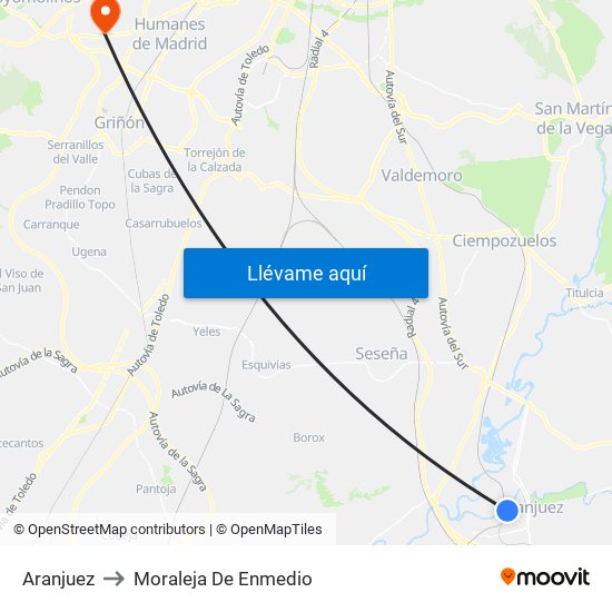 Aranjuez to Moraleja De Enmedio map