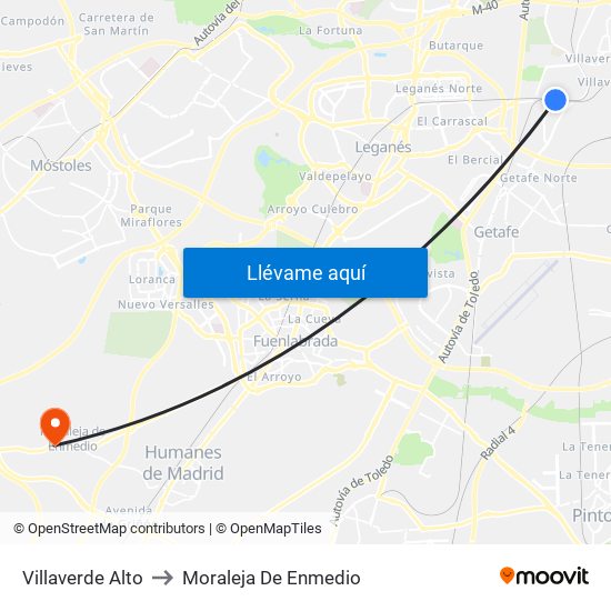 Villaverde Alto to Moraleja De Enmedio map