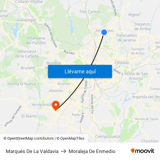 Marqués De La Valdavia to Moraleja De Enmedio map