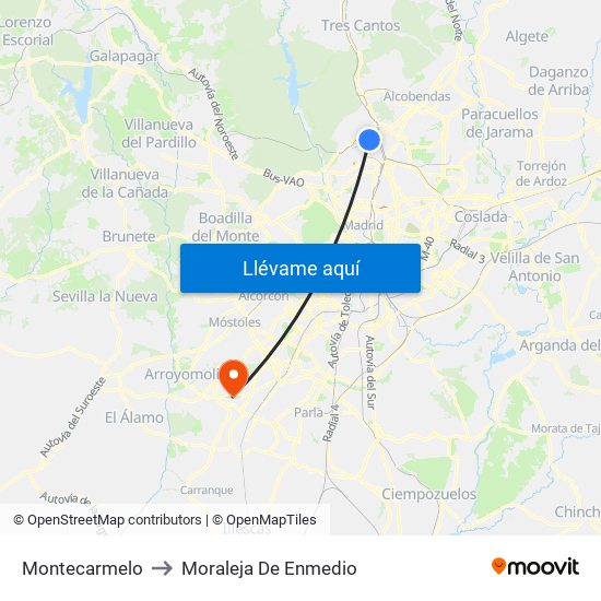 Montecarmelo to Moraleja De Enmedio map