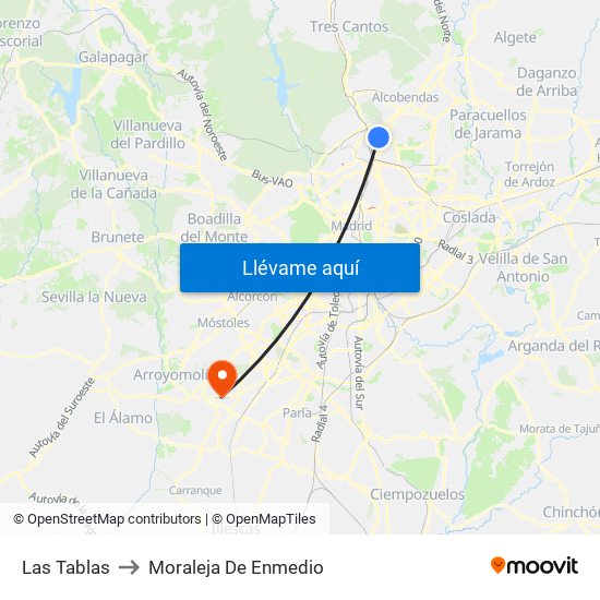 Las Tablas to Moraleja De Enmedio map