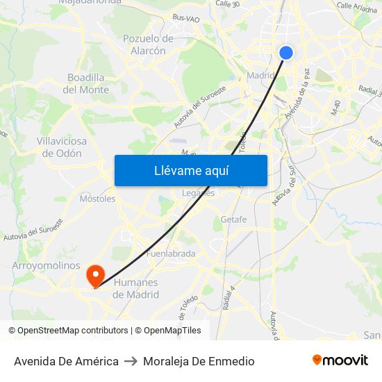 Avenida De América to Moraleja De Enmedio map