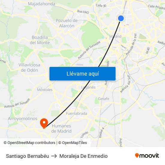 Santiago Bernabéu to Moraleja De Enmedio map
