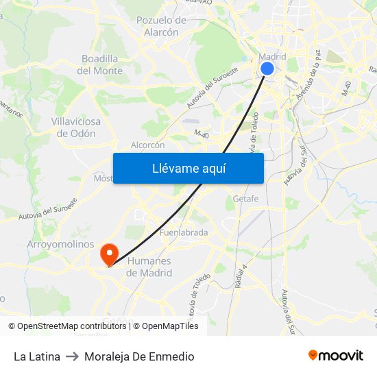 La Latina to Moraleja De Enmedio map