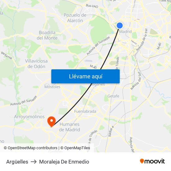 Argüelles to Moraleja De Enmedio map