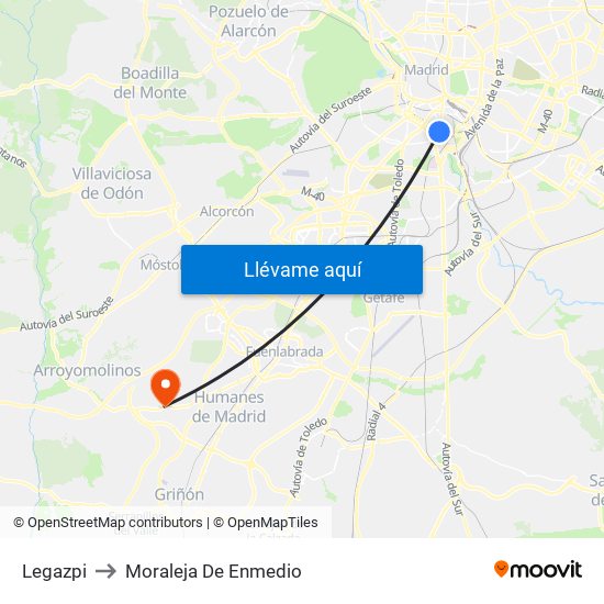 Legazpi to Moraleja De Enmedio map