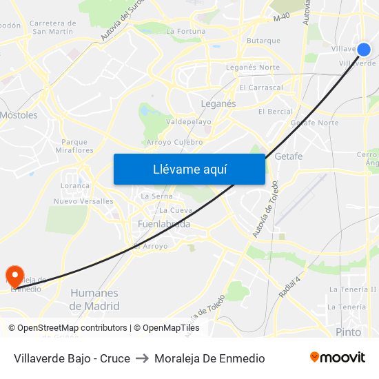 Villaverde Bajo - Cruce to Moraleja De Enmedio map