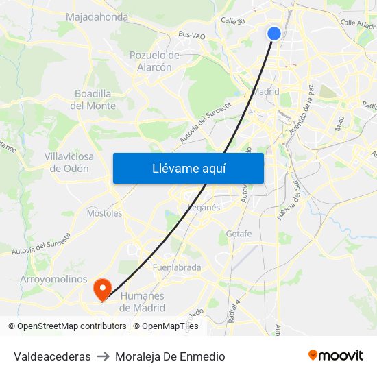 Valdeacederas to Moraleja De Enmedio map