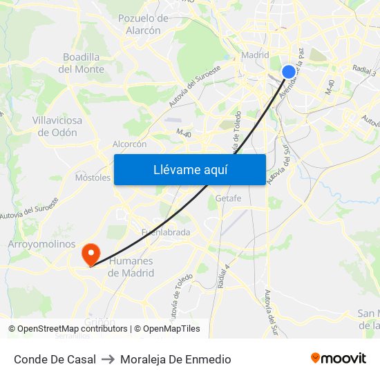Conde De Casal to Moraleja De Enmedio map