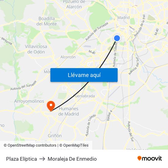Plaza Elíptica to Moraleja De Enmedio map