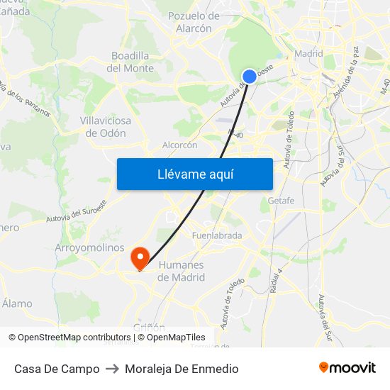 Casa De Campo to Moraleja De Enmedio map