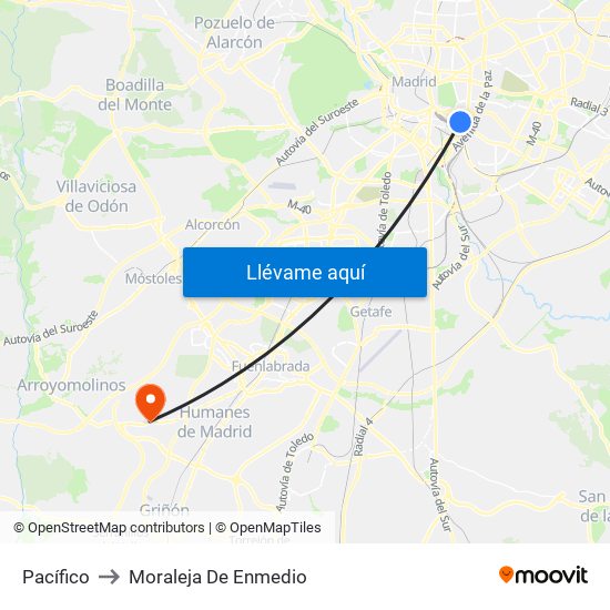 Pacífico to Moraleja De Enmedio map