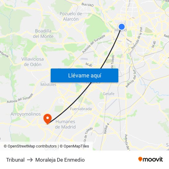 Tribunal to Moraleja De Enmedio map