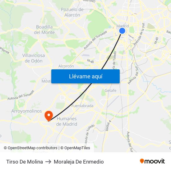 Tirso De Molina to Moraleja De Enmedio map