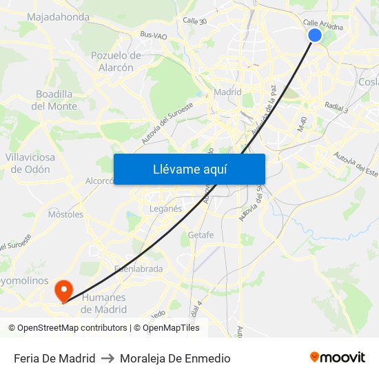 Feria De Madrid to Moraleja De Enmedio map