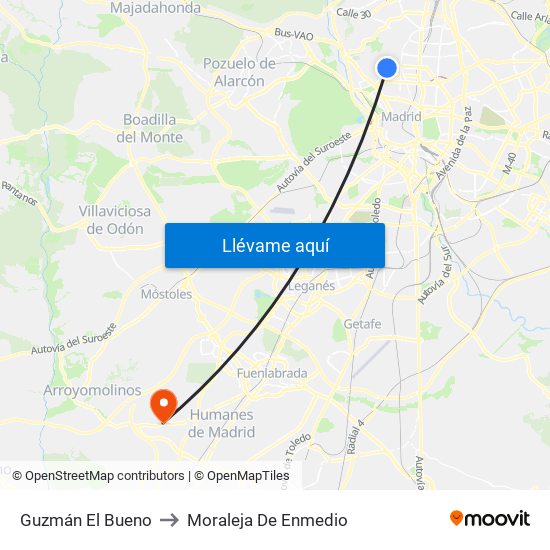 Guzmán El Bueno to Moraleja De Enmedio map