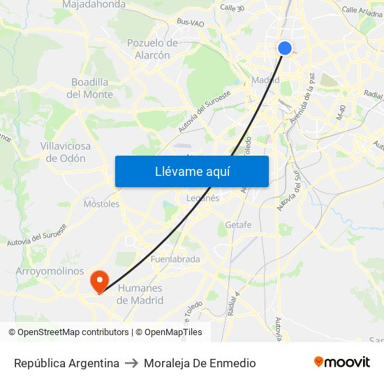 República Argentina to Moraleja De Enmedio map