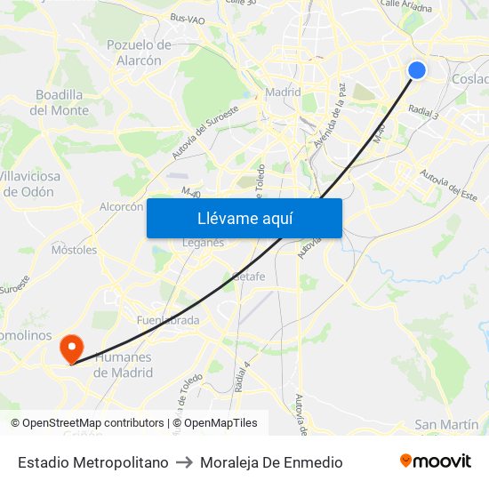 Estadio Metropolitano to Moraleja De Enmedio map