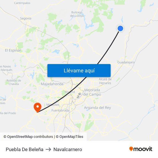 Puebla De Beleña to Navalcarnero map