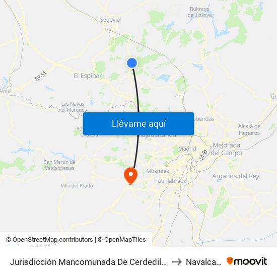 Jurisdicción Mancomunada De Cerdedilla Y Navacerrada to Navalcarnero map