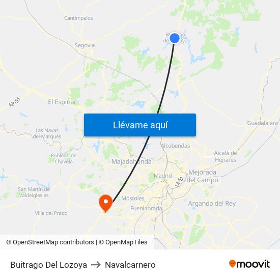 Buitrago Del Lozoya to Navalcarnero map