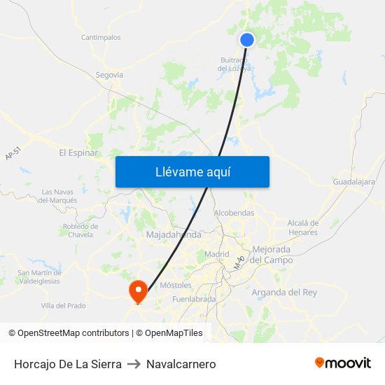 Horcajo De La Sierra to Navalcarnero map