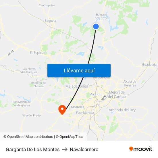 Garganta De Los Montes to Navalcarnero map