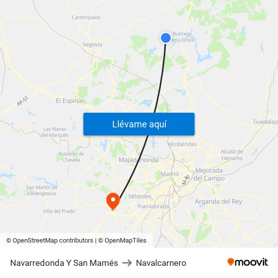 Navarredonda Y San Mamés to Navalcarnero map