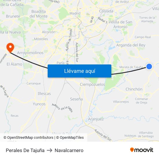 Perales De Tajuña to Navalcarnero map