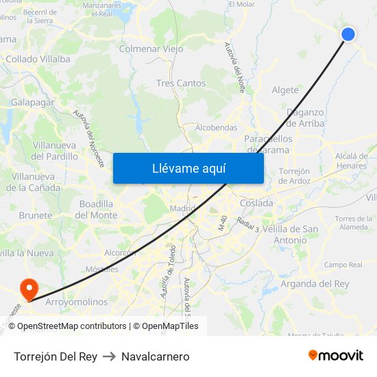 Torrejón Del Rey to Navalcarnero map