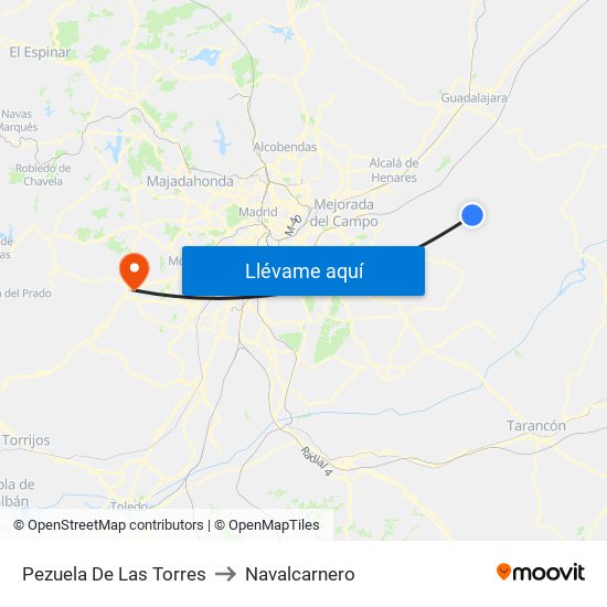 Pezuela De Las Torres to Navalcarnero map